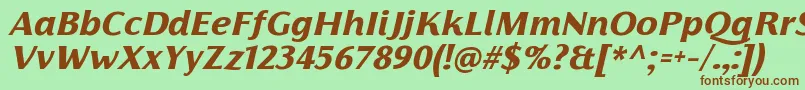 Шрифт FlorentiaExtraboldItalicTrial – коричневые шрифты на зелёном фоне