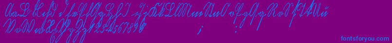 Kurrentkupferstichthin Font – Blue Fonts on Purple Background