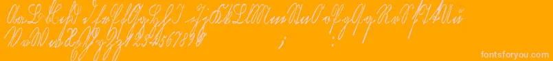 Kurrentkupferstichthin Font – Pink Fonts on Orange Background