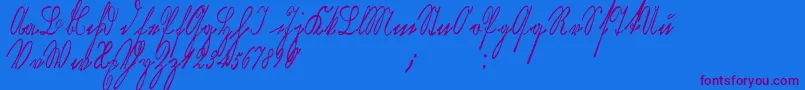 Kurrentkupferstichthin Font – Purple Fonts on Blue Background