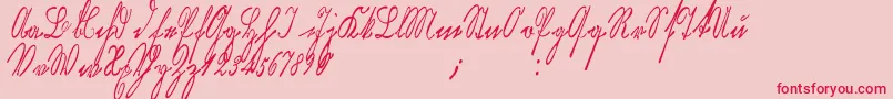 Kurrentkupferstichthin-Schriftart – Rote Schriften auf rosa Hintergrund