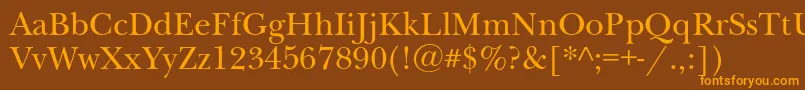 NewbaskervillecRoman Font – Orange Fonts on Brown Background