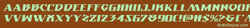 フォントEternalknightexpandital – 緑色の文字が茶色の背景にあります。