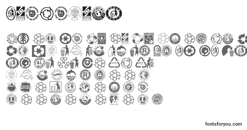 Schriftart Recycleit – Alphabet, Zahlen, spezielle Symbole