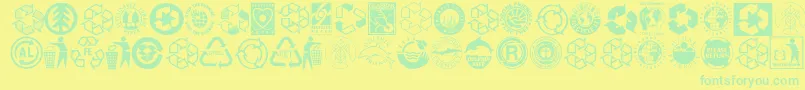 Recycleit Font – Green Fonts on Yellow Background