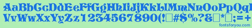 PretoriaRegular Font – Blue Fonts on Green Background