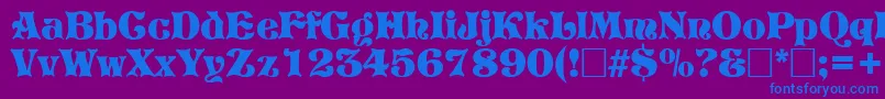 PretoriaRegular-Schriftart – Blaue Schriften auf violettem Hintergrund