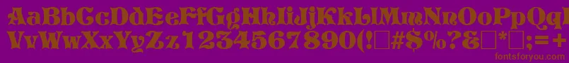 フォントPretoriaRegular – 紫色の背景に茶色のフォント