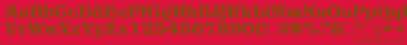 フォントPretoriaRegular – 赤い背景に茶色の文字