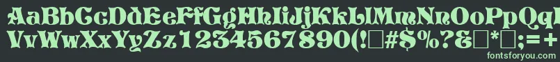 フォントPretoriaRegular – 黒い背景に緑の文字