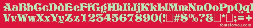 フォントPretoriaRegular – 赤い背景に緑の文字