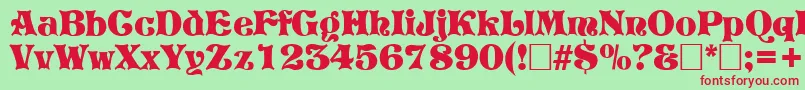 フォントPretoriaRegular – 赤い文字の緑の背景