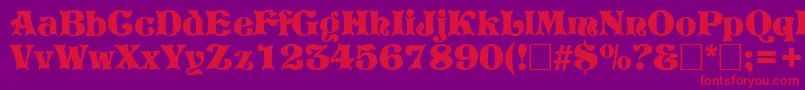 フォントPretoriaRegular – 紫の背景に赤い文字