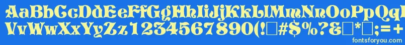 PretoriaRegular Font – Yellow Fonts on Blue Background