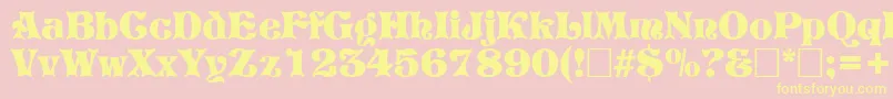 PretoriaRegular-Schriftart – Gelbe Schriften auf rosa Hintergrund