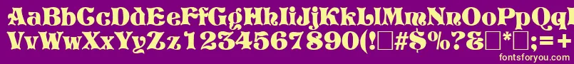 PretoriaRegular-fontti – keltaiset fontit violetilla taustalla