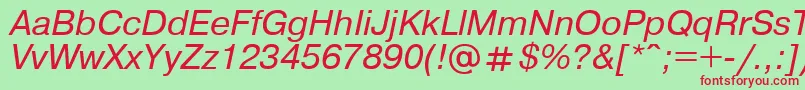 フォントPragmaticaItalic – 赤い文字の緑の背景
