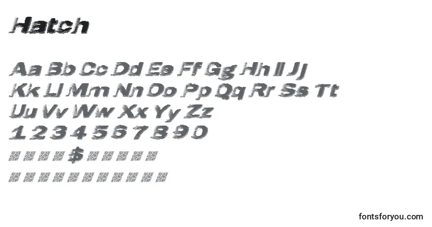 A fonte Hatch – alfabeto, números, caracteres especiais