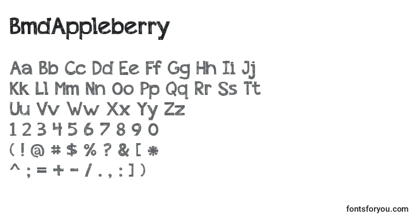 A fonte BmdAppleberry – alfabeto, números, caracteres especiais