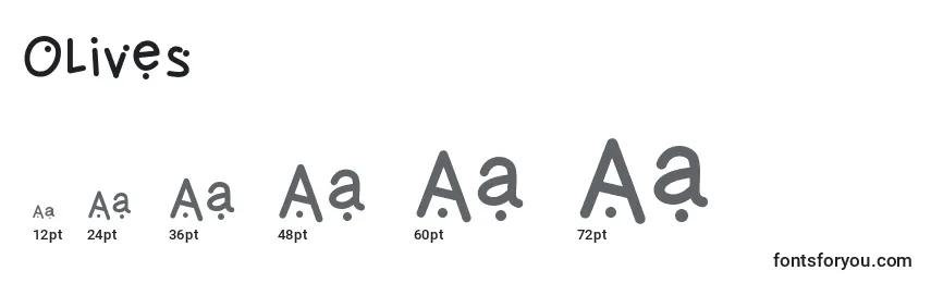 Größen der Schriftart Olives