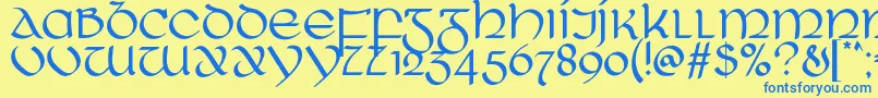 RingOfKerry Font – Blue Fonts on Yellow Background