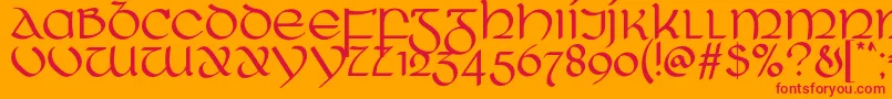 RingOfKerry-Schriftart – Rote Schriften auf orangefarbenem Hintergrund