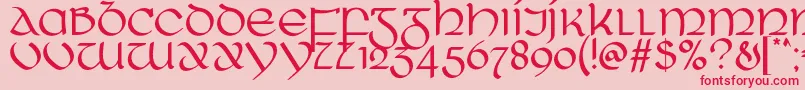 RingOfKerry-Schriftart – Rote Schriften auf rosa Hintergrund