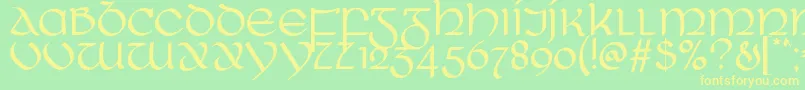 RingOfKerry-fontti – keltaiset fontit vihreällä taustalla