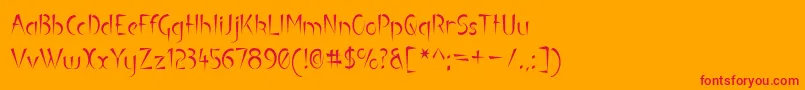 Luteous-Schriftart – Rote Schriften auf orangefarbenem Hintergrund