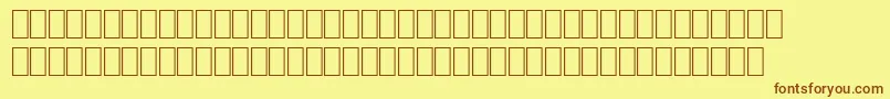 フォントWpro10na – 茶色の文字が黄色の背景にあります。