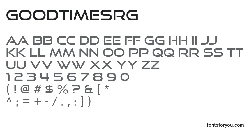 Schriftart GoodTimesRg – Alphabet, Zahlen, spezielle Symbole