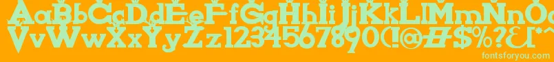 KnightsWhoSayNiAlt-Schriftart – Grüne Schriften auf orangefarbenem Hintergrund