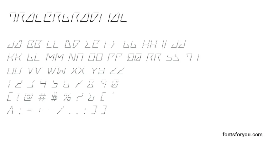 A fonte Tracergradital – alfabeto, números, caracteres especiais