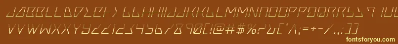 Tracergradital-fontti – keltaiset fontit ruskealla taustalla