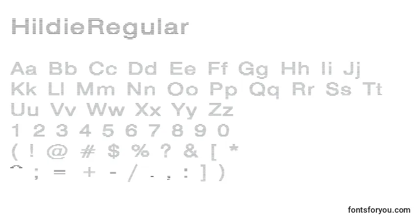 Schriftart HildieRegular – Alphabet, Zahlen, spezielle Symbole