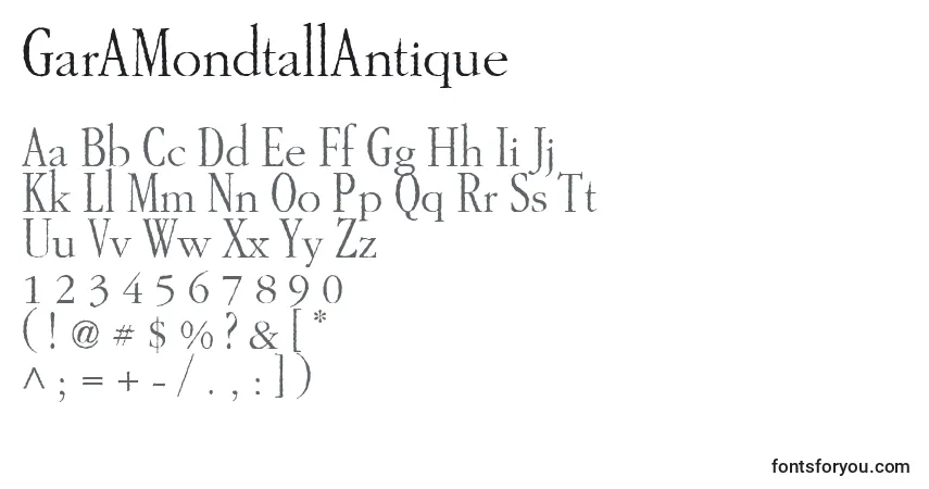 A fonte GarAMondtallAntique – alfabeto, números, caracteres especiais