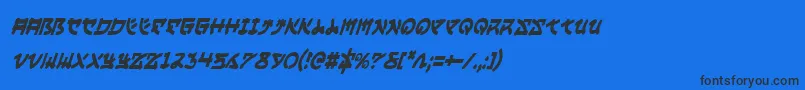 YamaMotoCondensedItalic Font – Black Fonts on Blue Background