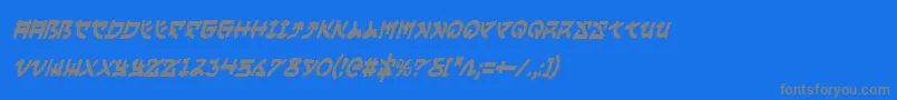 YamaMotoCondensedItalic-Schriftart – Graue Schriften auf blauem Hintergrund