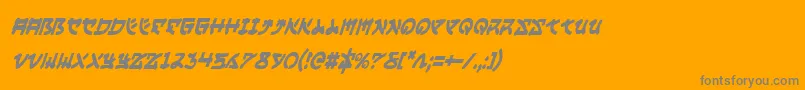 YamaMotoCondensedItalic-Schriftart – Graue Schriften auf orangefarbenem Hintergrund