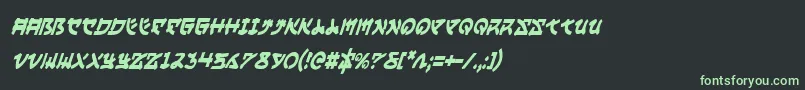 YamaMotoCondensedItalic Font – Green Fonts on Black Background