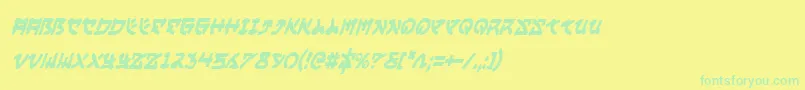 YamaMotoCondensedItalic Font – Green Fonts on Yellow Background