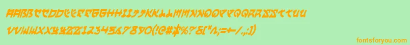 YamaMotoCondensedItalic Font – Orange Fonts on Green Background