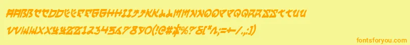 YamaMotoCondensedItalic Font – Orange Fonts on Yellow Background