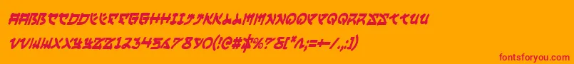 YamaMotoCondensedItalic-Schriftart – Rote Schriften auf orangefarbenem Hintergrund