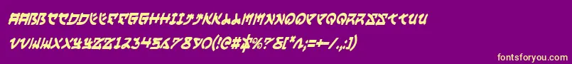 フォントYamaMotoCondensedItalic – 紫の背景に黄色のフォント