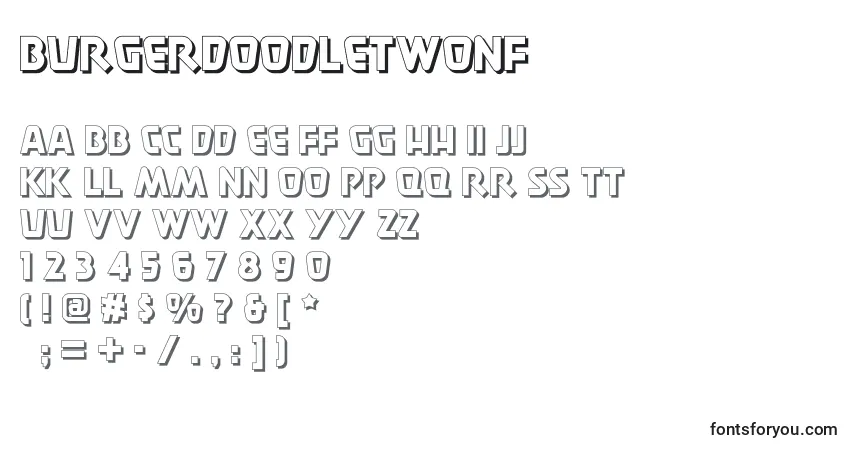 A fonte Burgerdoodletwonf (38660) – alfabeto, números, caracteres especiais