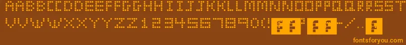 EldoraEvangeline-Schriftart – Orangefarbene Schriften auf braunem Hintergrund