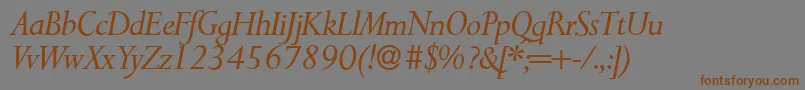 フォントP700RomanItalic – 茶色の文字が灰色の背景にあります。