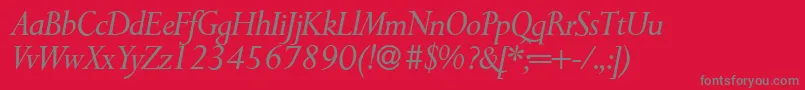 P700RomanItalic-Schriftart – Graue Schriften auf rotem Hintergrund