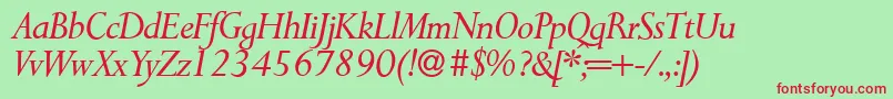 P700RomanItalic Font – Red Fonts on Green Background